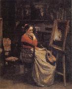 Jean Baptiste Camille  Corot The Studio oil on canvas